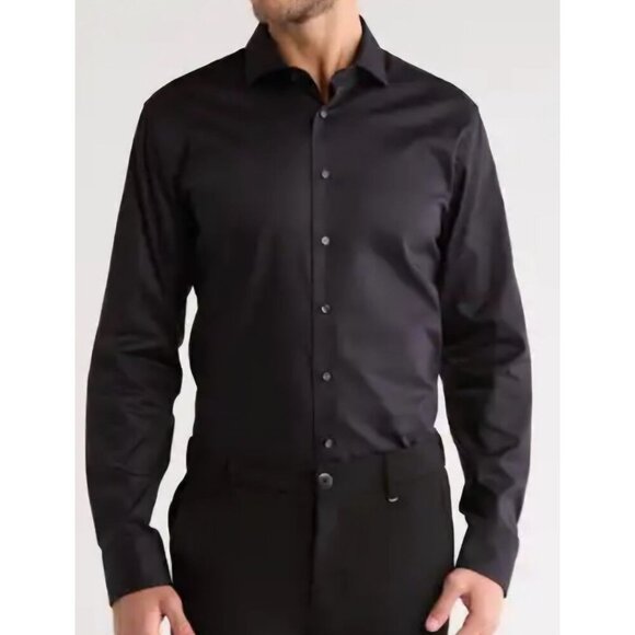 ben Sherman Slim Fit Size Large 16-16.5 34/35 Black Basketweave Dobby Shirt NWT - Picture 8 of 14